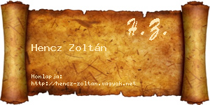 Hencz Zoltán névjegykártya